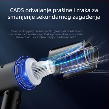 Ručni usisavač za auto, 12V, 120W, 6000Pa, Napajanje putem punjenja, 100 cm kabel