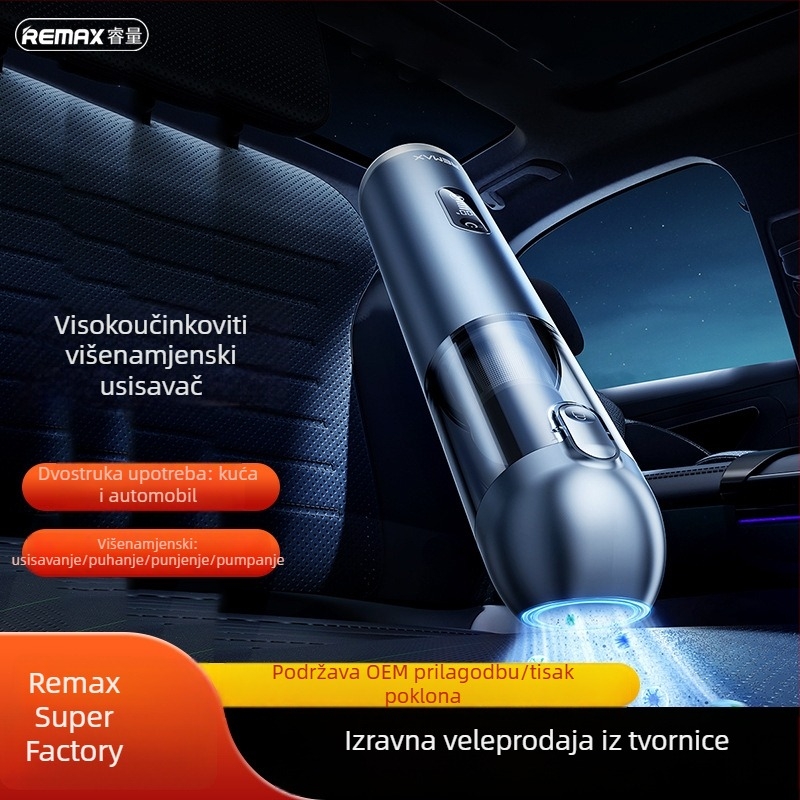 REMAX usisavač za automobil i dom – sve-u-jednom, snažan usis, bezčetkasti motor, punjiv, višenamjenski (duvanje, usisavanje, punjenje)