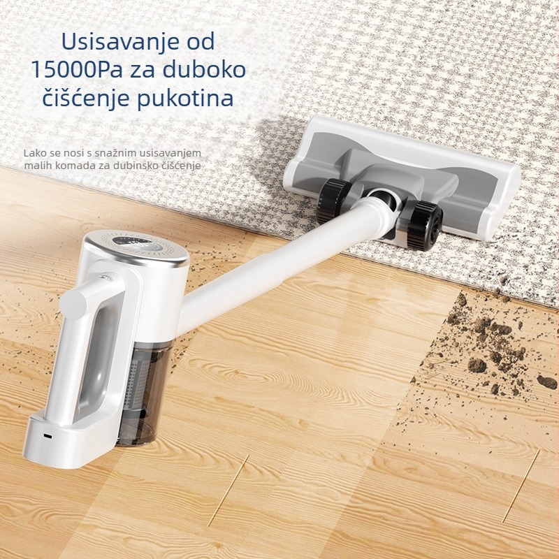Bežični automobilni usisavač s integriranim mopom i 2-u-1 četkom za čišćenje, prijenosni kućni usisavač, 140W, USB napajanje, ugrađena baterija 1601–2000 mAh, suho/ tepih čišćenje, niski nivo buke
