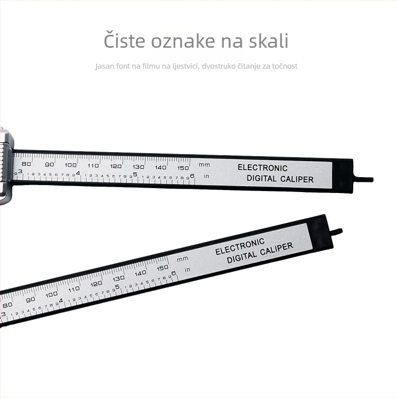 Digitalni šubler – Model 1, Razlučivost 1, Mjerenje unutarnjeg i vanjskog promjera