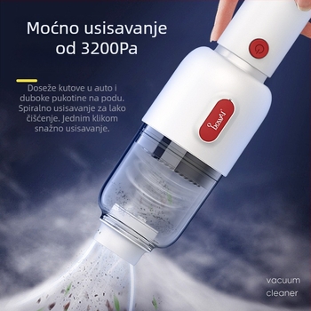 Bežični ručni usisavač za automobil, snaga usisa 2100–3000 Pa, ugrađena baterija ≤500 mAh, radno vrijeme 1–3 h, buka <36 dB, spremnik prašine