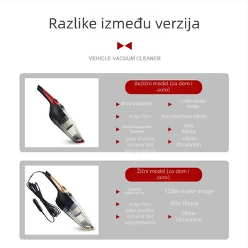 Ručni usisavač za automobil, mokro i suho, bežični, 12V, 120W, 6000Pa