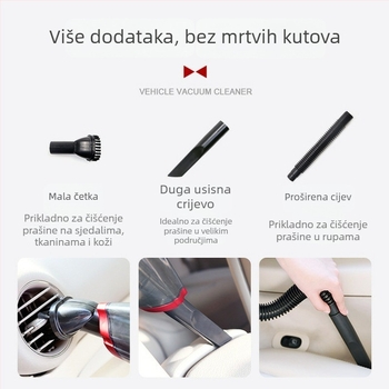 Ručni usisavač za automobil, mokro i suho, bežični, 12V, 120W, 6000Pa