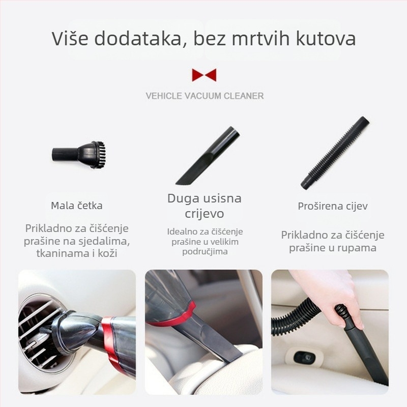 Ručni usisavač za automobil, mokro i suho, bežični, 12V, 120W, 6000Pa