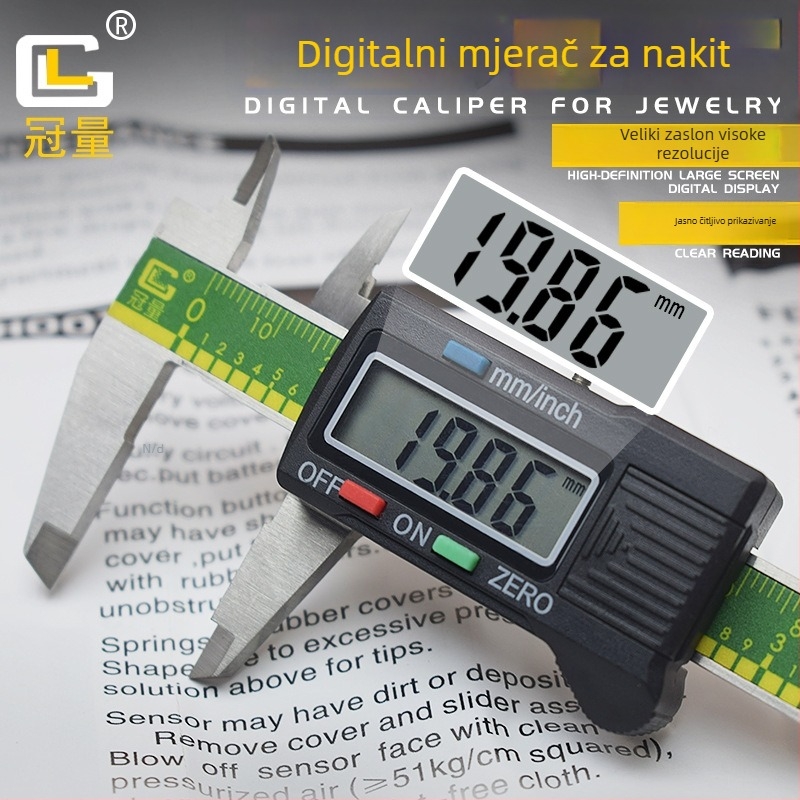 Crown Volume Digitalni kaliper za nakit s LCD zaslonom i Vernier skalom