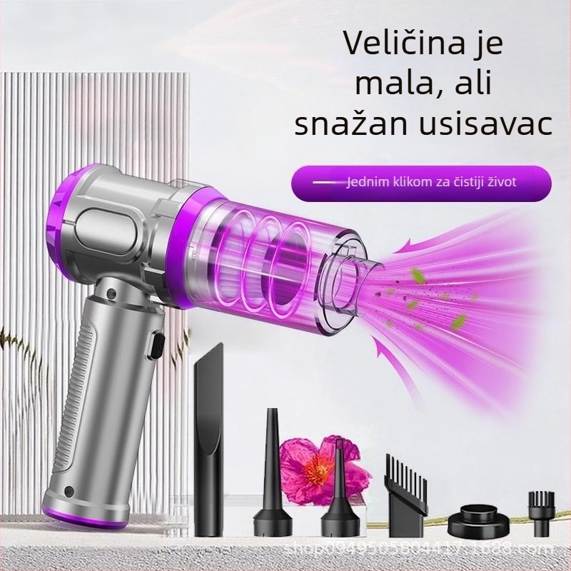 Bežični usisavač za auto i dom — 7,4 V, 75 W, usis 16000 Pa, protok 680 L/min, trajanje baterije 20 min