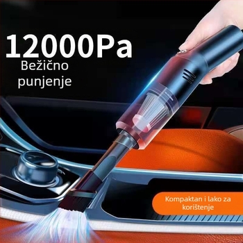 Visoko snaga ručni usisavač za automobil, bežični, mokro i suho korištenje; usis 9000 Pa, 9 V, 120 W, 36000 o/min, punjiv