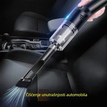 Visoko snaga ručni usisavač za automobil, bežični, mokro i suho korištenje; usis 9000 Pa, 9 V, 120 W, 36000 o/min, punjiv