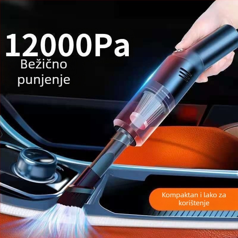 Visoko snaga ručni usisavač za automobil, bežični, mokro i suho korištenje; usis 9000 Pa, 9 V, 120 W, 36000 o/min, punjiv