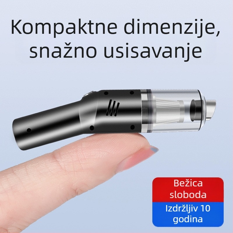 Visoko snaga ručni usisavač za automobil, bežični, mokro i suho korištenje; usis 9000 Pa, 9 V, 120 W, 36000 o/min, punjiv