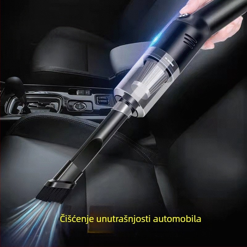 Visoko snaga ručni usisavač za automobil, bežični, mokro i suho korištenje; usis 9000 Pa, 9 V, 120 W, 36000 o/min, punjiv