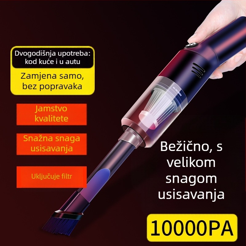 Visoko snaga ručni usisavač za automobil, bežični, mokro i suho korištenje; usis 9000 Pa, 9 V, 120 W, 36000 o/min, punjiv
