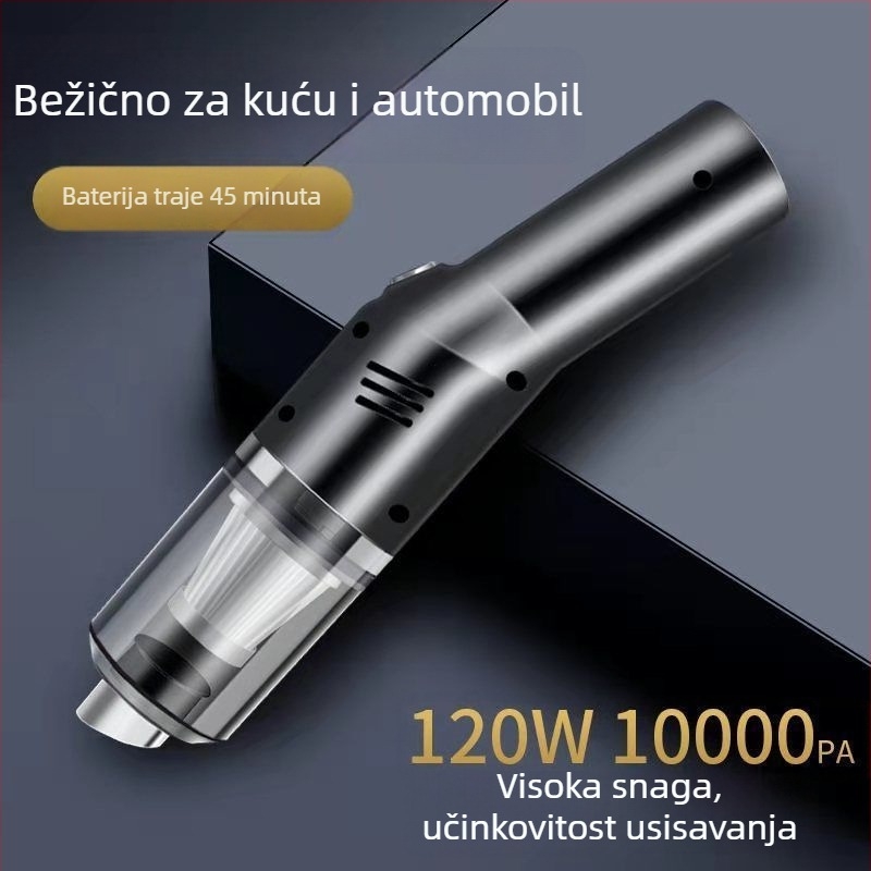 Visoko snaga ručni usisavač za automobil, bežični, mokro i suho korištenje; usis 9000 Pa, 9 V, 120 W, 36000 o/min, punjiv