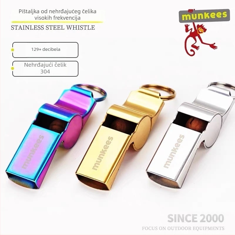 Munkees Piskalica s glavom tigra — Zapovjedna piskalica visoko ton, od nehrđajućeg čelika, 129 dB, za djecu, trenere, suce, kampiranje na otvorenom