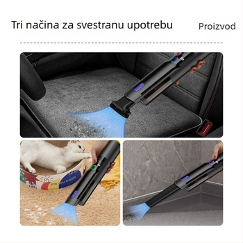 Ručni bežični usisavač za automobil – 3-u-1 za auto, dom i kućne ljubimce, 5V, 120W, 16000Pa, punjiv