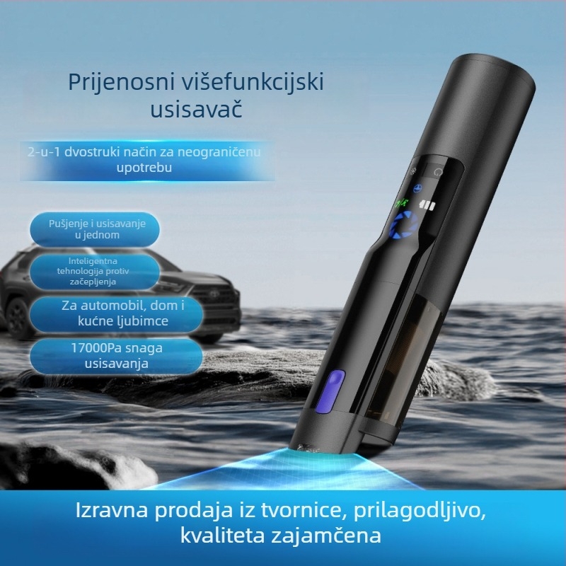 Ručni bežični usisavač za automobil – 3-u-1 za auto, dom i kućne ljubimce, 5V, 120W, 16000Pa, punjiv
