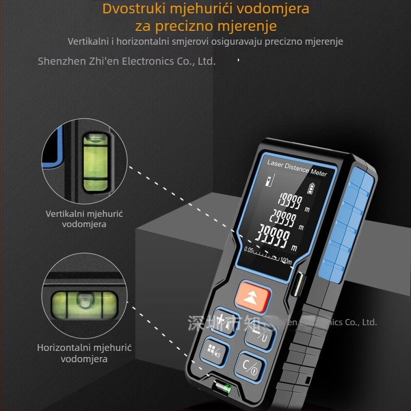 Laserski mjerač udaljenosti, ručni infracrveni mjerni alat, visoko precizna elektronička mjerač za mjerenje unutarnjih prostora