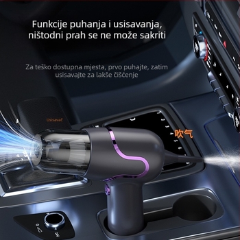 Automobilski ručni usisavač – bežični punjač, 3-u-1, visok tlak usisavanja, za auto i dom, 25W, 4000Pa, ≤36V