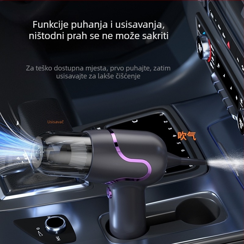 Automobilski ručni usisavač – bežični punjač, 3-u-1, visok tlak usisavanja, za auto i dom, 25W, 4000Pa, ≤36V
