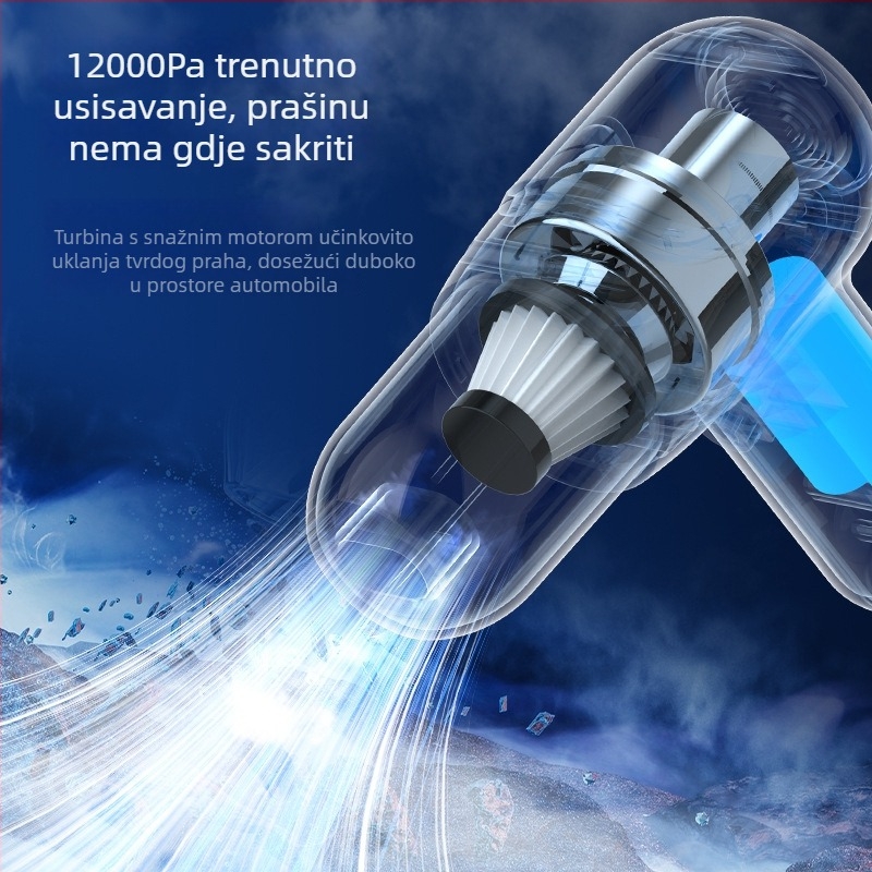 Automobilski ručni usisavač – bežični punjač, 3-u-1, visok tlak usisavanja, za auto i dom, 25W, 4000Pa, ≤36V