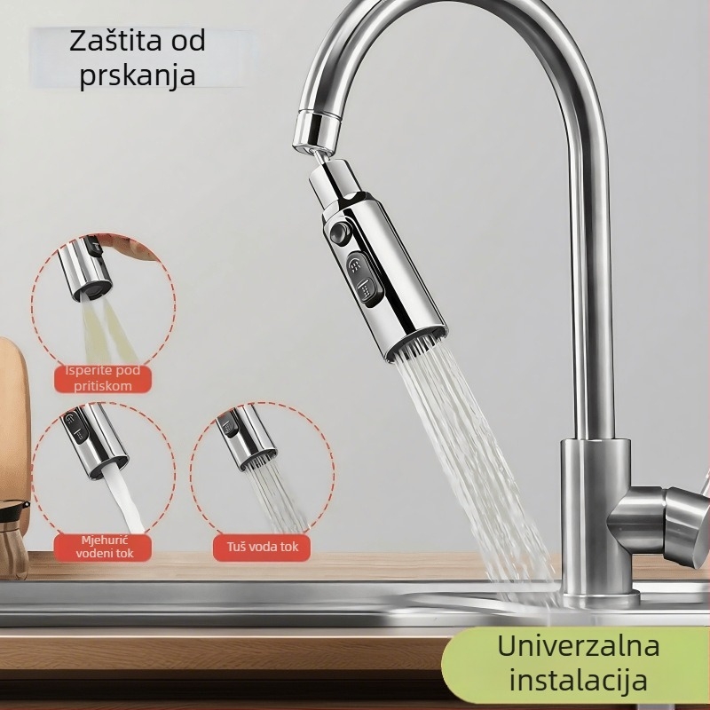 Univerzalni okretni kuhinjski miješalica s produženim mlazom protiv prskanja i pojačanjem tlaka, bakar, jednoručni upravljač, model 90191-pj, nominalni tlak 8