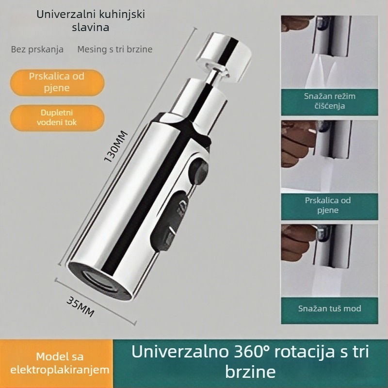 Univerzalni okretni kuhinjski miješalica s produženim mlazom protiv prskanja i pojačanjem tlaka, bakar, jednoručni upravljač, model 90191-pj, nominalni tlak 8