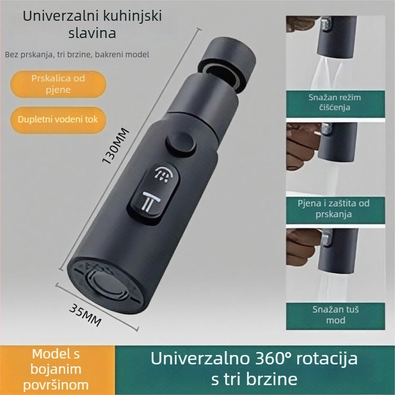 Univerzalni okretni kuhinjski miješalica s produženim mlazom protiv prskanja i pojačanjem tlaka, bakar, jednoručni upravljač, model 90191-pj, nominalni tlak 8