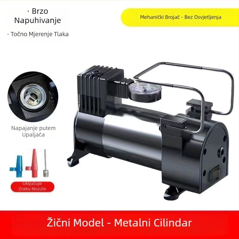 Automobilska pumpa za zrak, metalna, jednocilindrična, 12V, 120W, 70 L/min