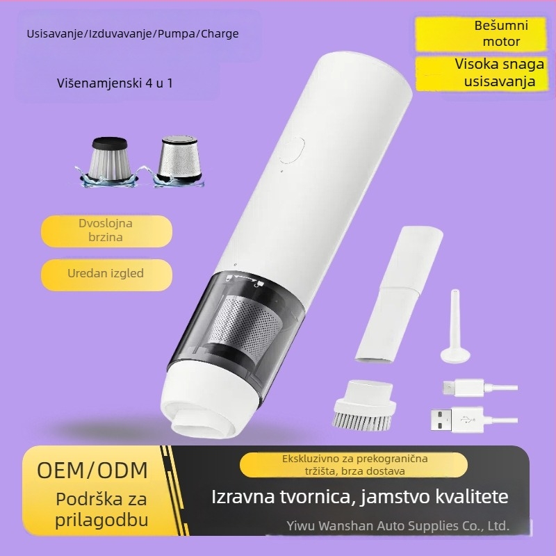 Bežični automobil mini usisavač – ručni, s brushless motorom, 100W, usis 11000 Pa, 5V punjenje