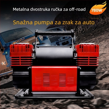 Dvoventilska automobilska pumpa za zrak, 12V, 280W, 70 L/min, 2 m kabel
