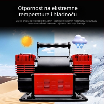 Dvoventilska automobilska pumpa za zrak, 12V, 280W, 70 L/min, 2 m kabel