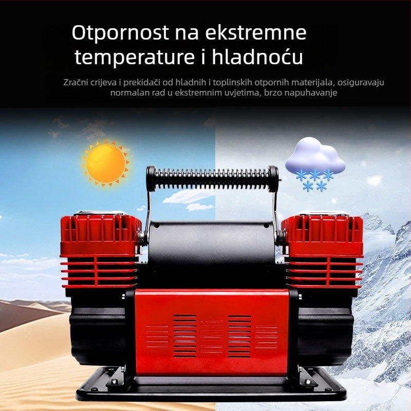 Dvoventilska automobilska pumpa za zrak, 12V, 280W, 70 L/min, 2 m kabel