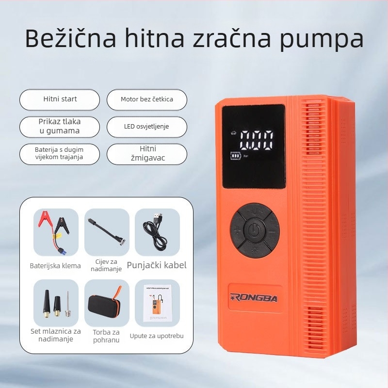 Automobilska pumpa za zrak s digitalnim manometrom i USB punjenjem, 12V, 100W, 60 L/min