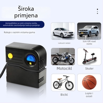 Automobilska pumpa za zrak, jednocilindrična, 120W, DC-12V, 35L/min, digitalni zaslon s pokazivačem, kabel duljine 3 m