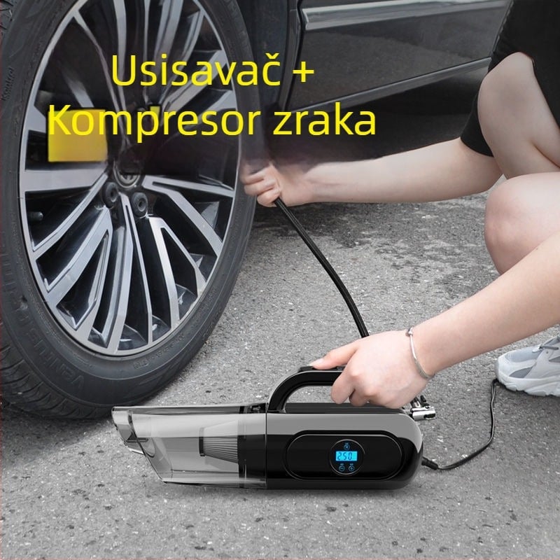 Automobilska pumpa s integriranim usisavačem i digitalnim zaslonom, 24V, 120W, kabel 4–5 m, napajanje iz utičnice