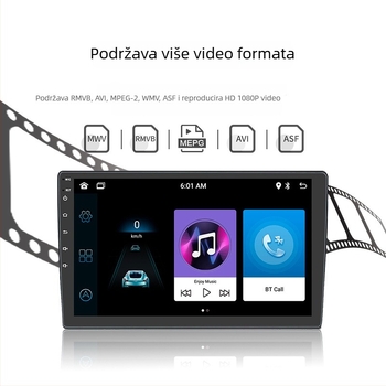 MP5 automobilni player Bluetooth, LCD zaslon, stražnja kamera, 12V napajanje, bežični CarPlay, AHD