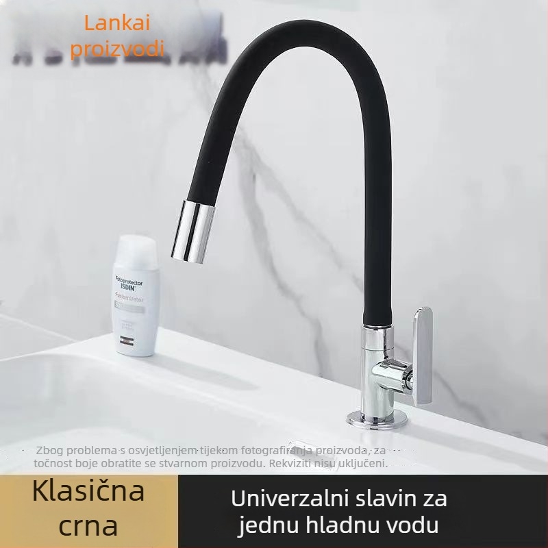 Zidna kuhinjska slavina s rotirajućim zakrivljenim izljevom, samo hladna voda