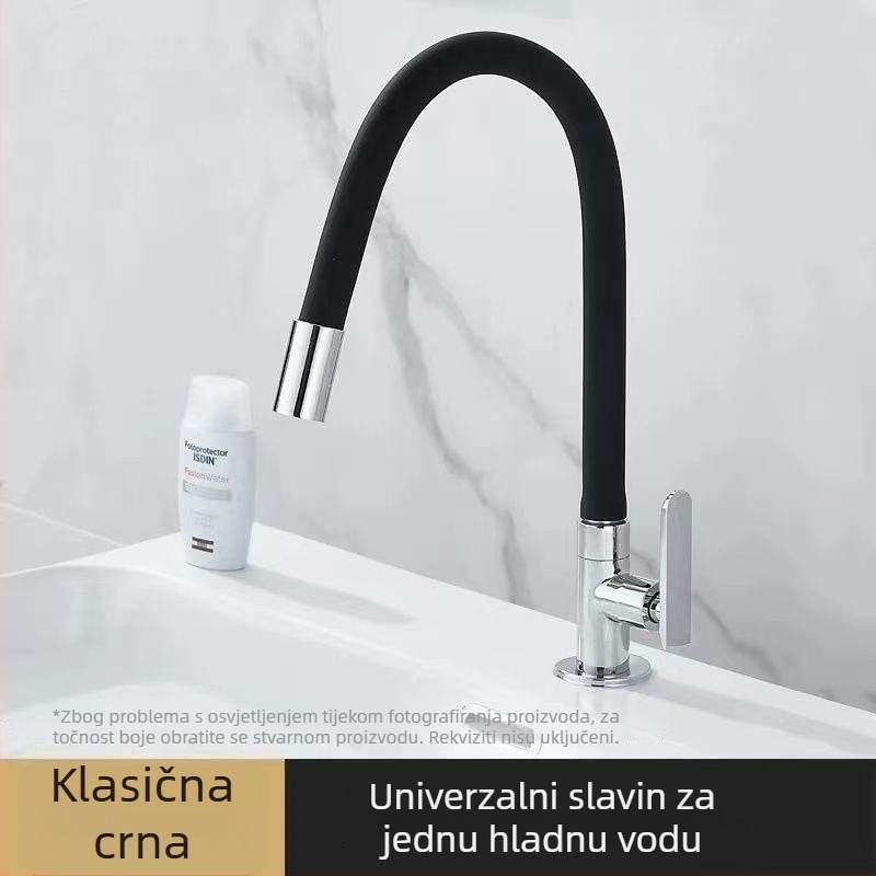 Zidna kuhinjska slavina s rotirajućim zakrivljenim izljevom, samo hladna voda