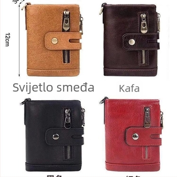 Muški novčanik s RFID zaštitom, vertikalni dizajn, vrhunska koža, dvostruki zatvarač, višefunkcionalan