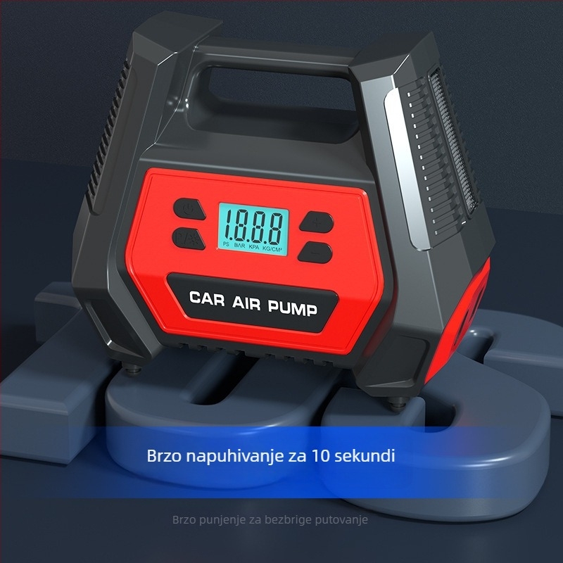 Prijenosna pumpa za gume automobila, 12V, 120W, 40 L/min, digitalni zaslon, LED svjetlo