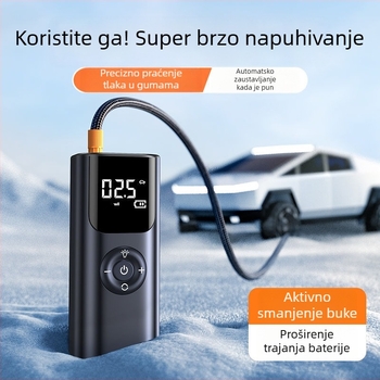 Prijenosna automobilska pumpa za zrak, 12V, 220W, punjiva, digitalni LCD zaslon, kabel 3,5–4 m