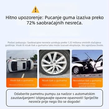Prijenosna automobilska pumpa za zrak, 12V, 220W, punjiva, digitalni LCD zaslon, kabel 3,5–4 m