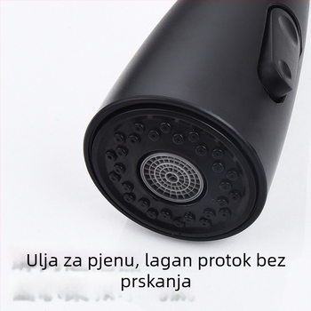Izvlačni kuhinjski slavine, 304 nehrđajući čelik, JingChi model 8502, keramički jezgreni ventil, ulazni/izlazni promjer 15 mm