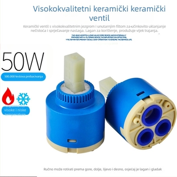Kuhinjski miješalac za umivaonik, potpuno bakren, okretni izljev, topla i hladna voda, keramički ventil, moderni minimalistički stil