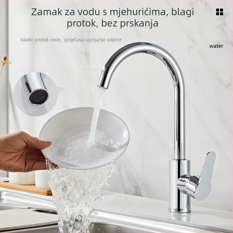 Okretna bakrena kuhinjska slavina za tople i hladne vode, s keramičkim disk ventilem