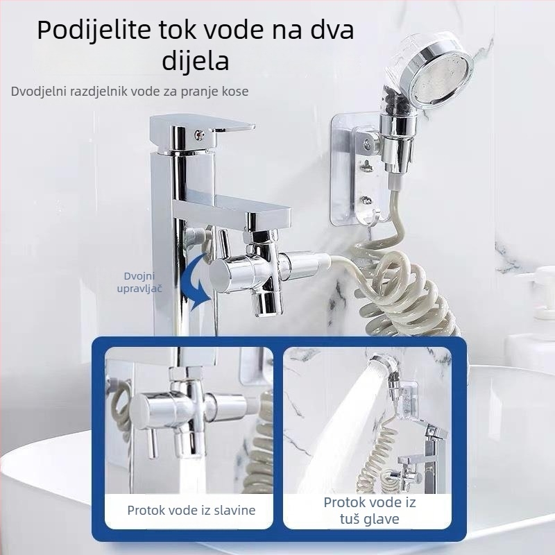 Vanjski tuš-glava set za slavinu umivaona – tijelo od legure, elektroplirano, nehrđajući čelični jezgrasti ventil, montaža vijcima, otvaranje podizanjem, dvostruka konstrukcija
