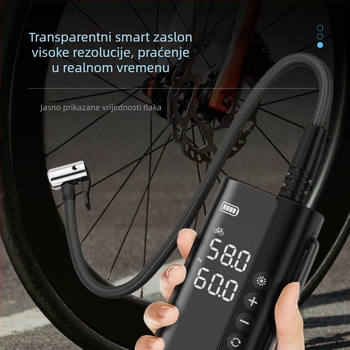 Automobilska pumpa zraka – bežična, prijenosna, ručna, digitalni prikaz, automatsko gašenje; 12V, 100W, 25 L/min