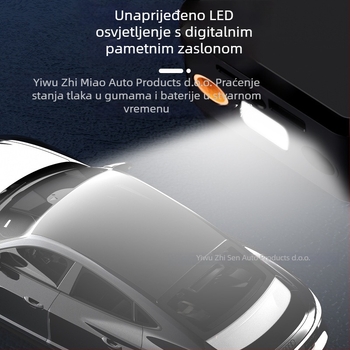Pametna pumpa za auto za napuhavanje guma s digitalnim zaslonom – 12V, 35 L/min, <80W, kontinuirani rad >20 minuta