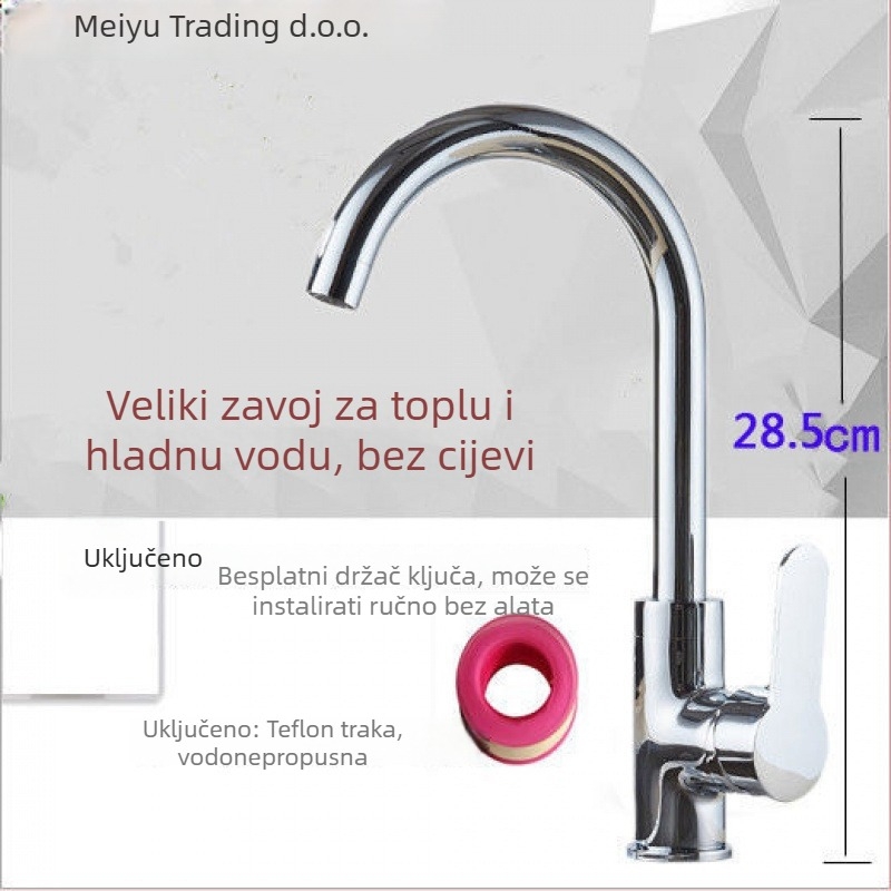 Kuhinjski slavine za drez od nehrđajućeg čelika, topla i hladna voda, rotirajuće, keramičkim disk ventilom