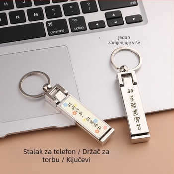 Ključevnica s držalom za telefon – cinkova legura, moderni minimalistički stil, prijenosno i izdržljivo, na stolu